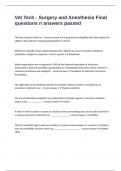 Vet Tech - Surgery and Anesthesia Final questions n answers passed