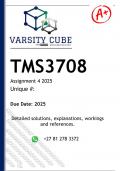 TMS3708 Assignment 4 &lpar;DETAILED ANSWERS&rpar; 2025 - DISTINCTION GUARANTEED