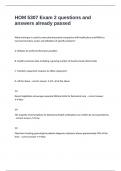 HOM 5307 Exam 2 questions and answers already passed