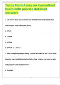 Texas Mold Assessor Consultant Exam with precise detailed answers