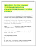 WGU D402 Section 1 Lesson 12&period;1 Creating Healthy Communities Exam with verified answers 