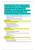 NJ State Driver's Exam Study Guide 2     TEST BANK WITH ALL VERSIONS OF  THE EXAM WITH ALLMODULES  COVERED &vert; ACCURATE AND VERIFIED QUESTIONS AND ANSWERS FOR GUARANTEED PASS&vert; LATEST UPDATE 