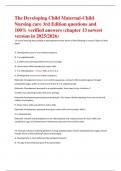 The Developing Child Maternal-Child   Nursing care 3rd Edition questions and  100&percnt; verified answers &lpar;chapter 13 newest  version in 2025&sol;2026&rpar; 