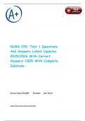 NURS 225&colon; Test 1 Questions And Answers Latest Updates 2025&sol;2026 With Correct Answers 100&percnt; With Complete Solutions