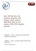 Nurs 225 Nutrition And Hydration Questions And Answers Latest Updates 2025&sol;2026 With Correct Answers 100&percnt; With Complete Solutions