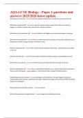 AQA GCSE Biology - Paper 1 questions and  answers 2025&sol;2026 latest update