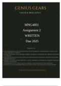 MNG4801 Assignment 2 2025 &lpar;WRITTEN&rpar; Due 2025