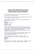 NURS 6550 MIDTERM REVIEW QUESTIONS AND ANSWERS