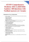 ATI RN Comprehensive Predictor 2023 A &lpar;2025&sol;2026 Update&rpar;&colon; 180 Questions with Verified Answers &lpar;A&plus; Grade&rpar;