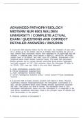 ADVANCED PATHOPHYSIOLOGY MIDTERM NUR 6501 WALDEN UNIVERSITY &sol; COMPLETE ACTUAL EXAM &sol; QUESTIONS AND CORRECT DETAILED ANSWERS &sol; 2025&sol;2026