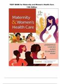Test Bank for Maternity and Women&rsquo;s Health Care&comma; 13th Edition &lpar;Lowdermilk&comma; 2024&rpar;&comma; Chapter 1-37&comma; &lpar;2025&rpar;&comma; All Chapters &vert; LATEST&period;