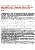 Nebraska Life and Health Insurance License Exam Study Guide Practice Questions&comma; Key Concepts&comma; and Comprehensive Review questions and answers NEW&excl;&excl;&excl;&period;pdf