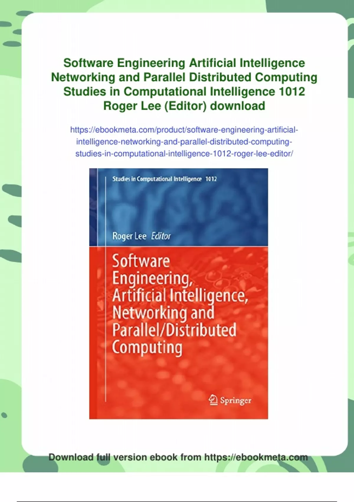 Summary Software Engineering Artificial Intelligence Networking and ...