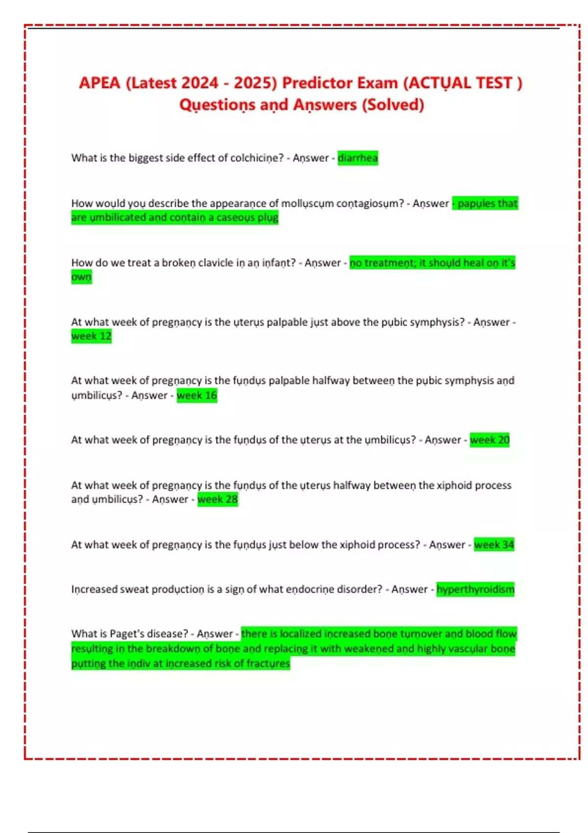 APEA (Latest ) Predictor Exam (ACTUAL TEST ) Questions and Answers ...