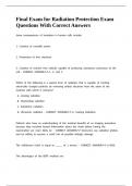 Final Exam for Radiation Protection Exam Questions With Correct Answers