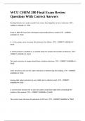 WCU CHEM 280 Final Exam Review Questions With Correct Answers