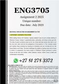 ENG3705 Assignment 2 &lpar;100&percnt; ANSWERS&rpar; 2025 - DUE 14 July 2025