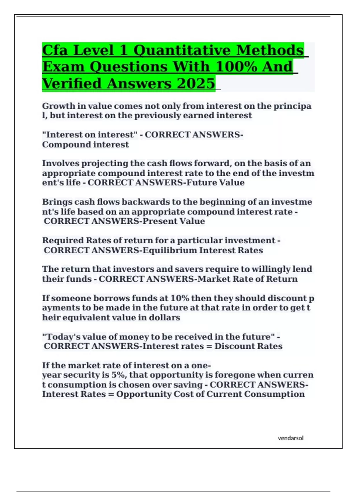 Cfa Level 1 Quantitative Methods.pdf Cfa Level 1 Quantitative Methods Exam Questions With 100% And Verified ...