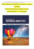 Introduction to Business Analytics &ndash; 1st Edition &ndash; Vernon Richardson & Marcia Watson &ndash; Verified Solution Manual &lpar;Chapters 1&ndash;12&rpar;