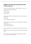 Biology 1105 Final Exam Questions With Correct Answers 