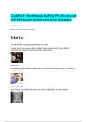 Certified Healthcare Safety Professional &lpar;CHSP&rpar; exam questions and answers