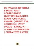617 PAGES NR 508 WEEK 1 &ndash; 8 EXAM  FULLY COMPREHENSIVE QUESTIONS BANK WITH EXPERT  QUESTIONS & 