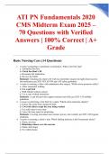 ATI PN Fundamentals 2020 CMS Midterm Exam 2025 &ndash; 70 Questions with Verified Answers &vert; 100&percnt; Correct &vert; A&plus; Grade