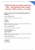 NURS 251 Pharmacology Final Exam 2025 &ndash; 100 Questions with Verified Answers &vert; 100&percnt; Correct &vert; A&plus; Grade