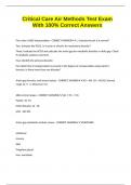Critical Care Air Methods Test Exam With 100&percnt; Correct Answers