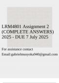 LRM4801 Assignment 2 &lpar;COMPLETE ANSWERS&rpar; 2025 - DUE 7 July 2025