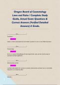 Oregon Board of Cosmetology Laws and Rules &sol; Complete Study Guide&comma; Actual Exam Questions & Correct Answers &lpar;Verified Detailed Answers&rpar; A Grade&period;  