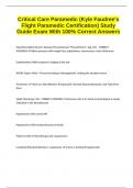 Critical Care Paramedic &lpar;Kyle Faudree's Flight Paramedic Certification&rpar; Study Guide Exam With 100&percnt; Correct Answers