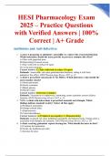 HESI Pharmacology Exam 2025 &ndash; Practice Questions with Verified Answers &vert; 100&percnt; Correct &vert; A&plus; Grade