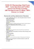 NURS 251 Pharmacology Final Exam 2025 &ndash; Latest Questions and Verified Answers for Portage Learning&comma; ABCNursing & Geneva College &vert; 100&percnt; Correct &vert; A&plus; Grade