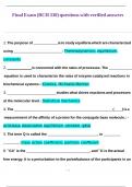 Final Exam &lpar;BCH 330&rpar; questions with verified answers
