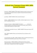 Critical Care Transport Exam With 100&percnt; Correct Answers