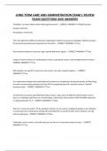 LONG TERM CARE AND ADMINISTRATION EXAM 1 REVIEW EXAM QUESTIONS AND ANSWERS