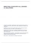 BMW FINAL EXAM WITH ALL GRADED A&plus; SOLUTIONS