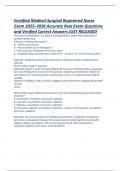 Certified Medical-Surgical Registered Nurse &lpar;CMSRN&rpar;Exam 2025&ndash;2026 Accurate Real Exam Questions and Verified Correct Answers JUST RELEASED&period;pdf