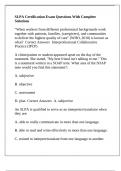 SLPA Certification Exam Questions With Complete Solutions