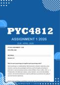 PYC4812 Assignment 1 Semester 1 2026 - Distinction- Due April 2026