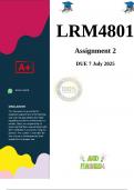 LRM4801 Assignment 2 &vert;COMPLETE ANSWERS&vert; - DUE 7 July 2025