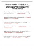 MICHIGAN BUILDERS LICENSE EXAM &vert; ALL QUESTIONS AND CORRECT ANSWERS &vert; NEWEST EXAM &vert; ALREADY GRADED A&plus; &vert; VERIFIED ANSWERS