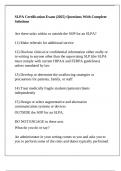 SLPA Certification Exam &lpar;2025&rpar; Questions With Complete Solutions