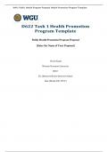 WGU D622 Task 1 Health Promotion Program Template &vert; 2025 Latest Update with complete solutions&period;