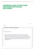 COMMERCIAL REAL ESTATE EXAM QUESTIONS WITH SOLVED SOLUTIONS&excl;&excl;
