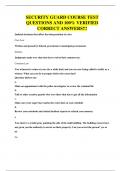 SECURITY GUARD COURSE TEST QUESTIONS AND 100&percnt; VERIFIED CORRECT ANSWERS&excl;