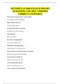 SECURITY GUARD EXAM SUMMARY QUESTIONS AND 100&percnt; VERIFIED CORRECT ANSWERS&excl;&excl;