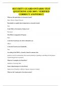 SECURITY GUARD ONTARIO TEST QUESTIONS AND 100&percnt; VERIFIED CORRECT ANSWERS&excl;&excl;