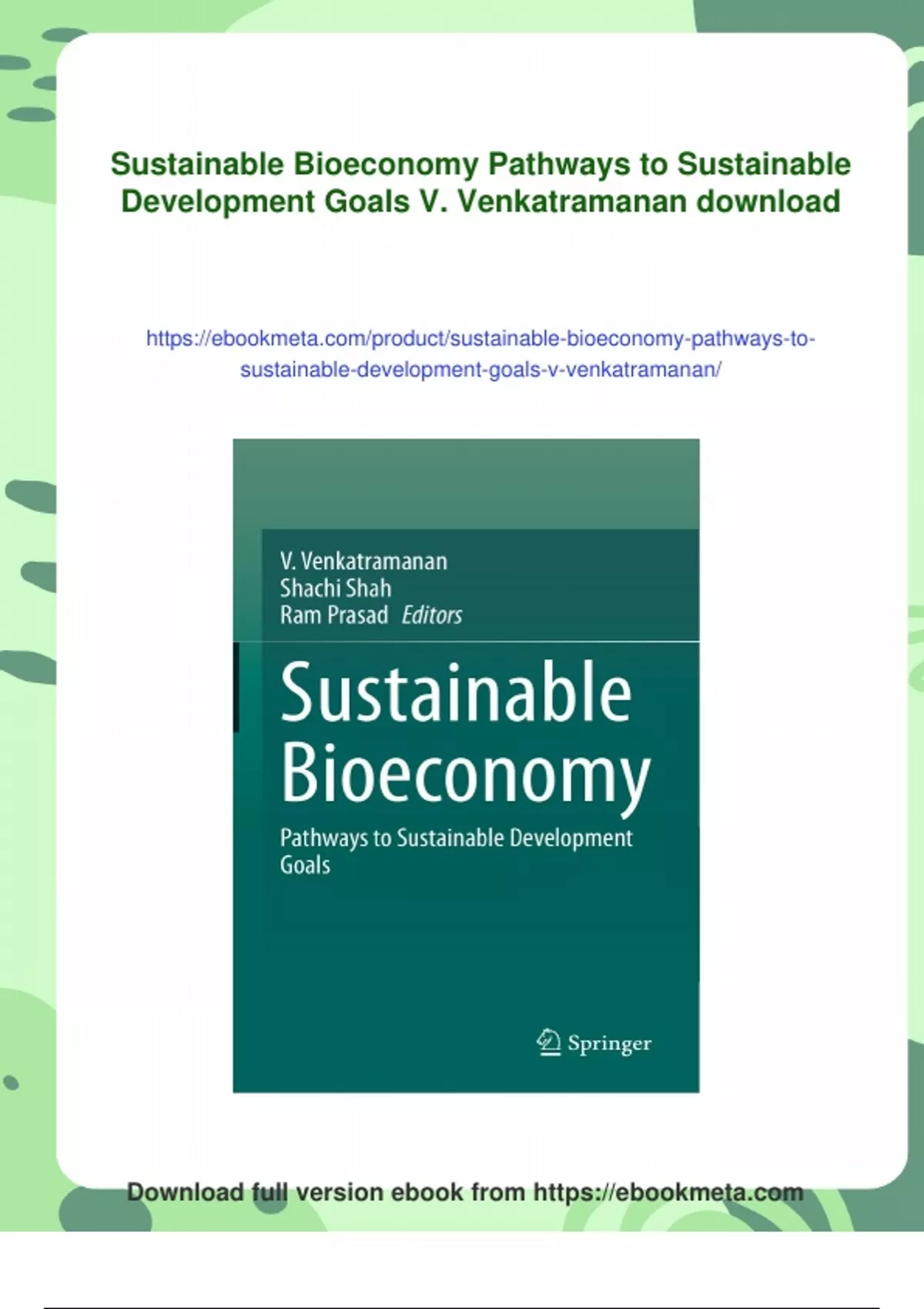 Summary Sustainable Bioeconomy Pathways to Sustainable Development ...
